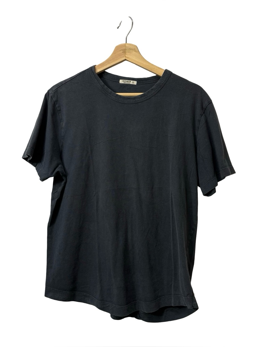 Buck Mason Curves Hem T Shirt Washed Out Gray Short Size Medium